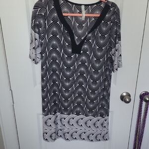 Black and White Patterned Women's Dress